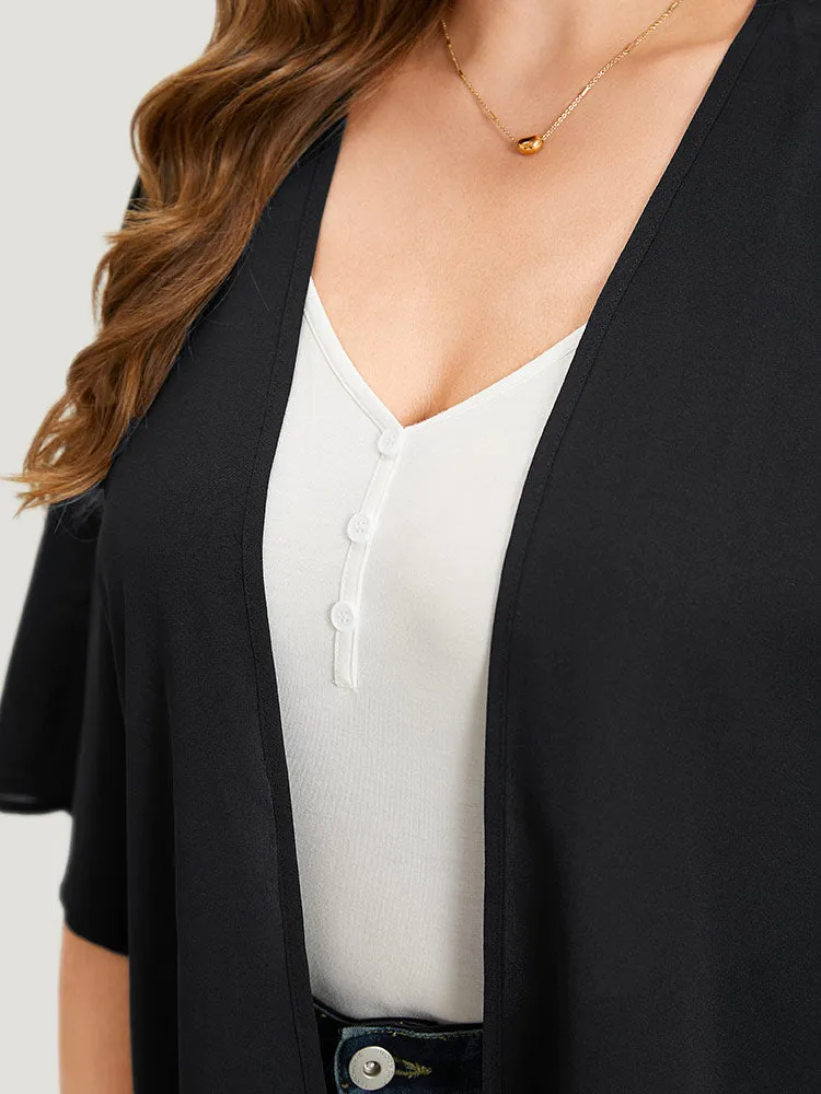 Plain Laser Cut Open Front Scalloped Trim Kimono sold by Bloomchic product image thumbnail 5