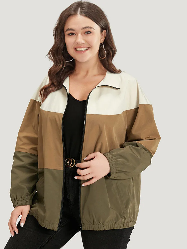 Colorblock Contrast Zipper Pocket Elastic cuffs Coat sold by Bloomchic product image thumbnail 2