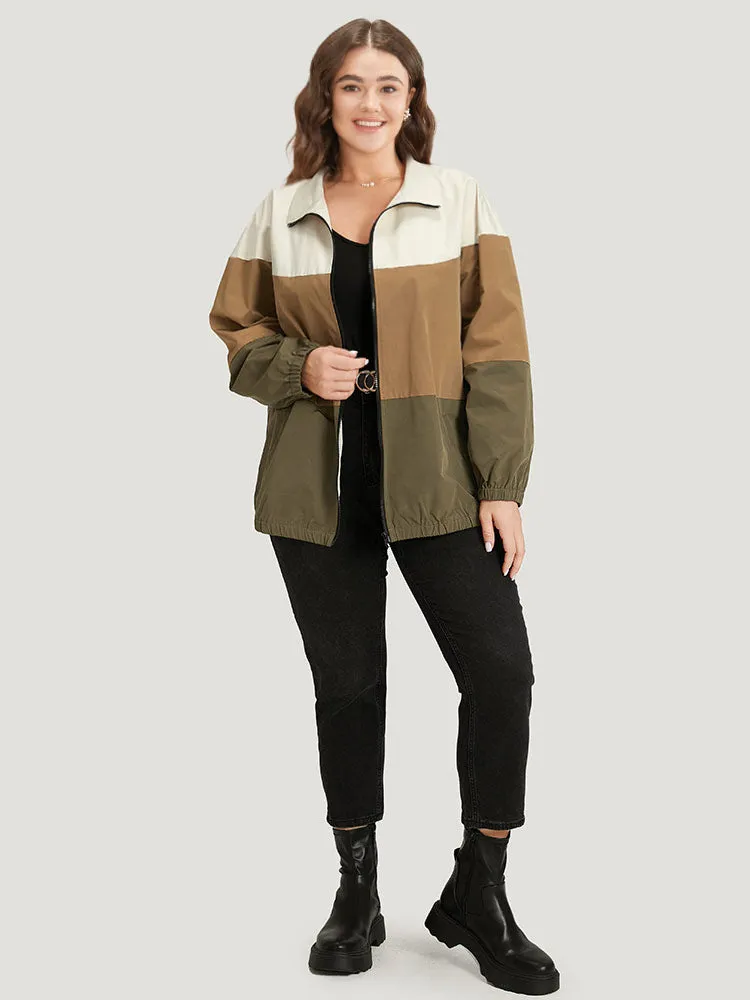 Colorblock Contrast Zipper Pocket Elastic cuffs Coat sold by Bloomchic product image thumbnail 4