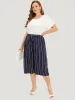 Striped Belted Pocket High Rise Cropped Pants sold by Bloomchic