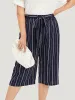 Striped Belted Pocket High Rise Cropped Pants sold by Bloomchic