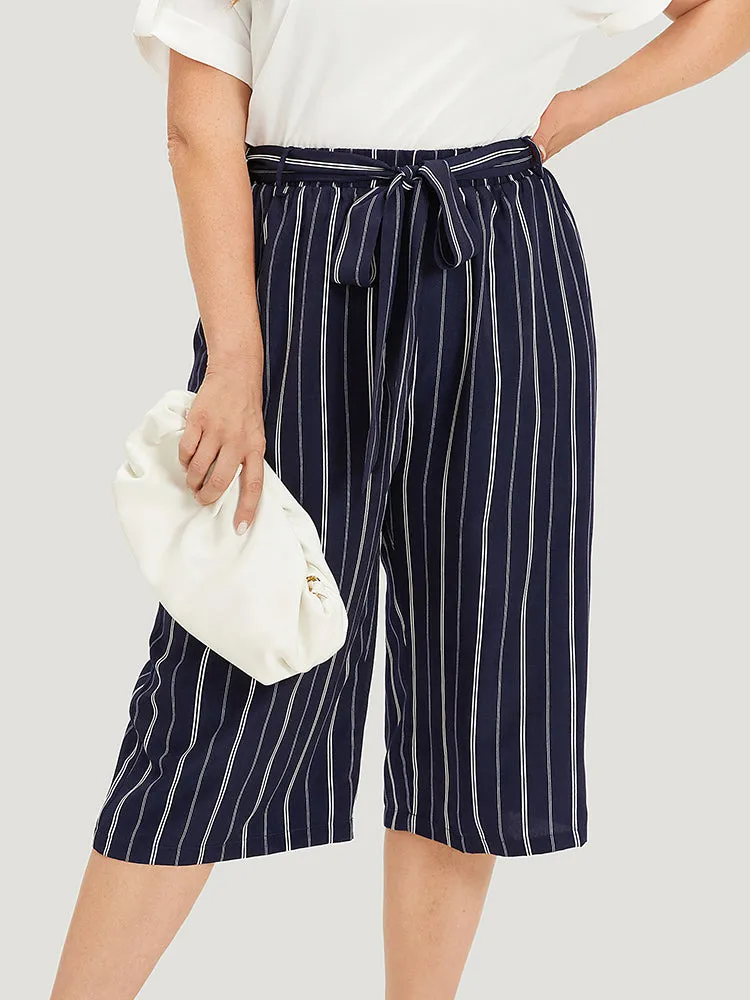 Striped Belted Pocket High Rise Cropped Pants sold by Bloomchic product image thumbnail 4