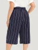 Striped Belted Pocket High Rise Cropped Pants sold by Bloomchic