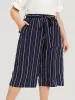 Striped Belted Pocket High Rise Cropped Pants sold by Bloomchic