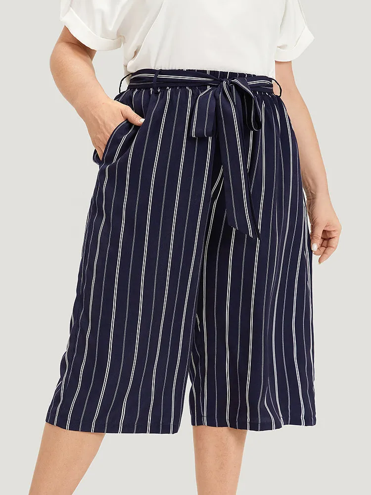Striped Belted Pocket High Rise Cropped Pants sold by Bloomchic product image thumbnail 2