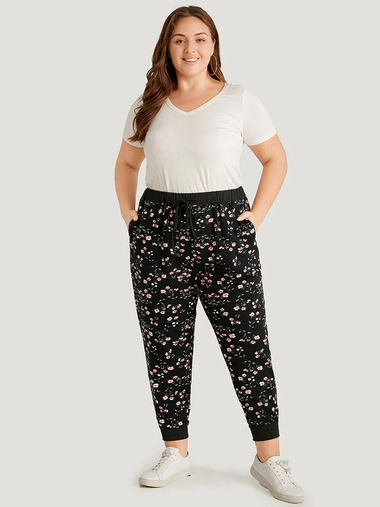 Ditsy Floral High Rise Pocket Elastic Waist Sweatpants sold by Bloomchic product image thumbnail 4