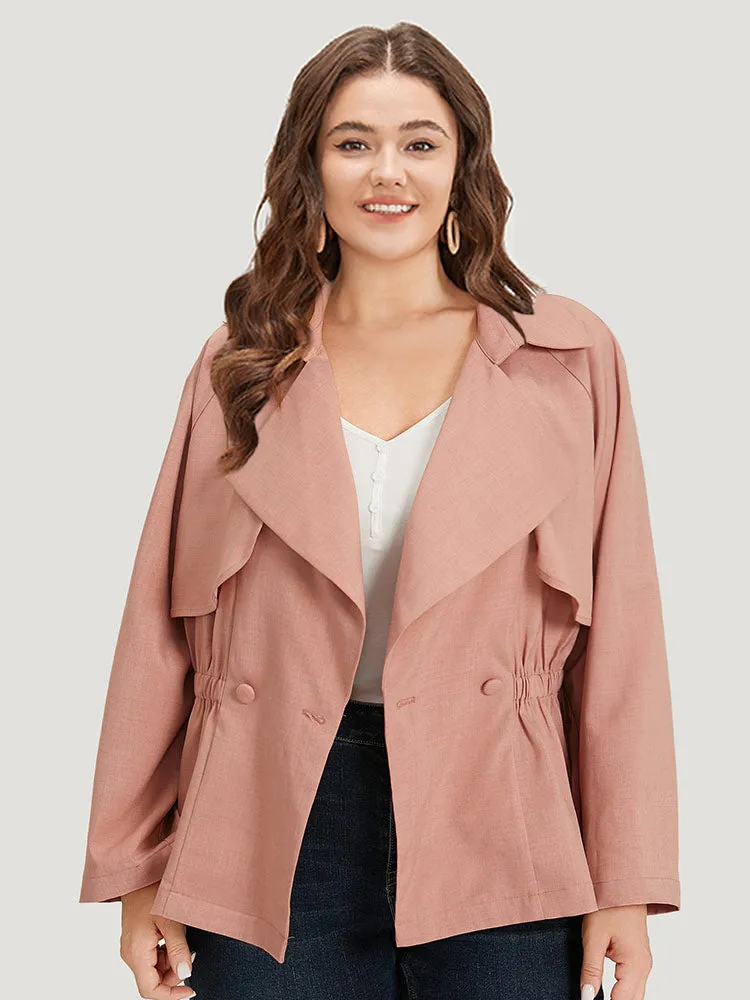 Solid Button Up Elastic Waist Lapel Collar Coat sold by Bloomchic product image thumbnail 3