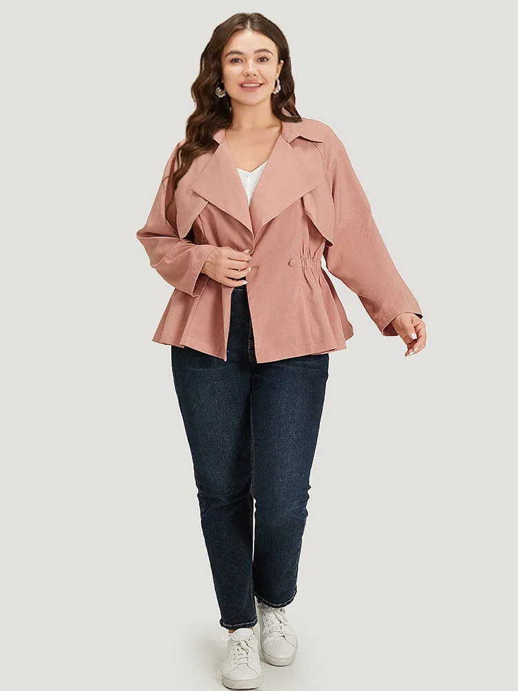 Solid Button Up Elastic Waist Lapel Collar Coat sold by Bloomchic product image thumbnail 5