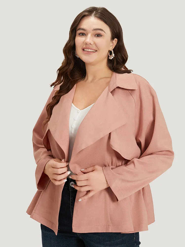 Solid Button Up Elastic Waist Lapel Collar Coat sold by Bloomchic product image thumbnail 2