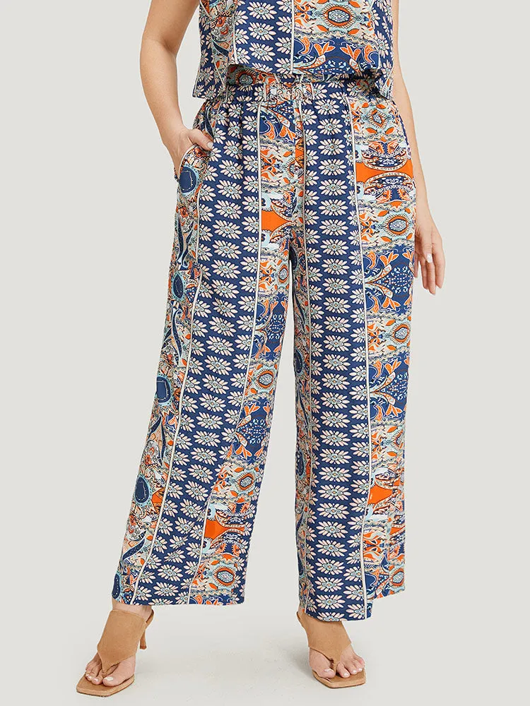 Boho Print Pocket Elastic Waist Woven Pants sold by Bloomchic