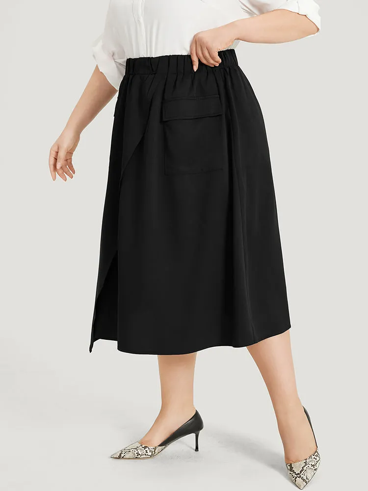 Solid Pocket Elastic Waist Gathered Skirt sold by Bloomchic product image thumbnail 2