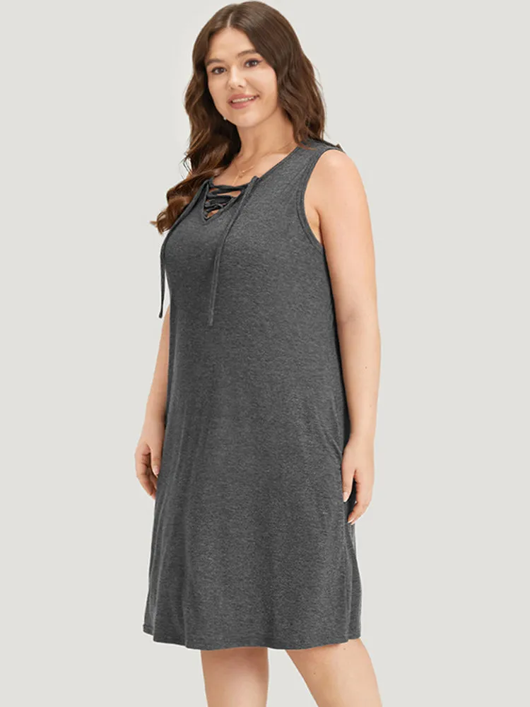 Plain Pocket Lace Up Sleeveless Dress sold by Bloomchic product image thumbnail 3