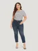 Solid Straight Cutoff Pocket Dark Wash Jeans sold by Bloomchic