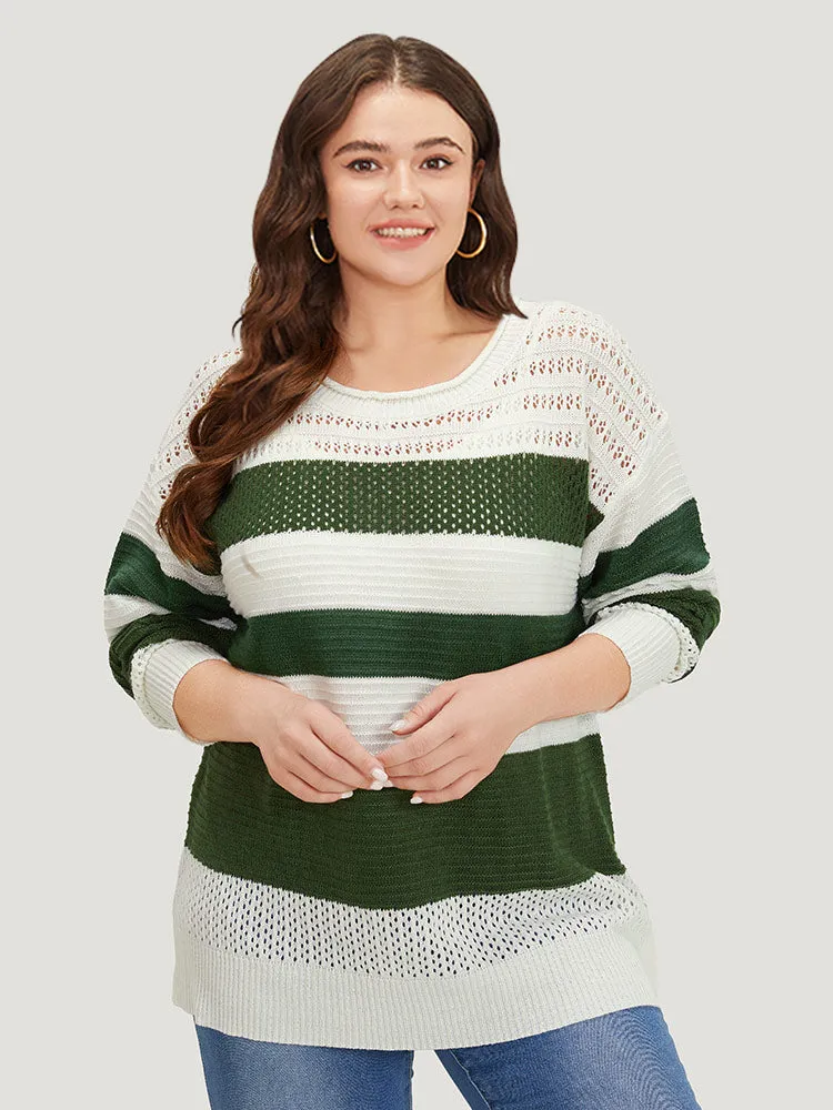 Two Tone Colorblock Patchwork Cut Out Pullover sold by Bloomchic product image thumbnail 3
