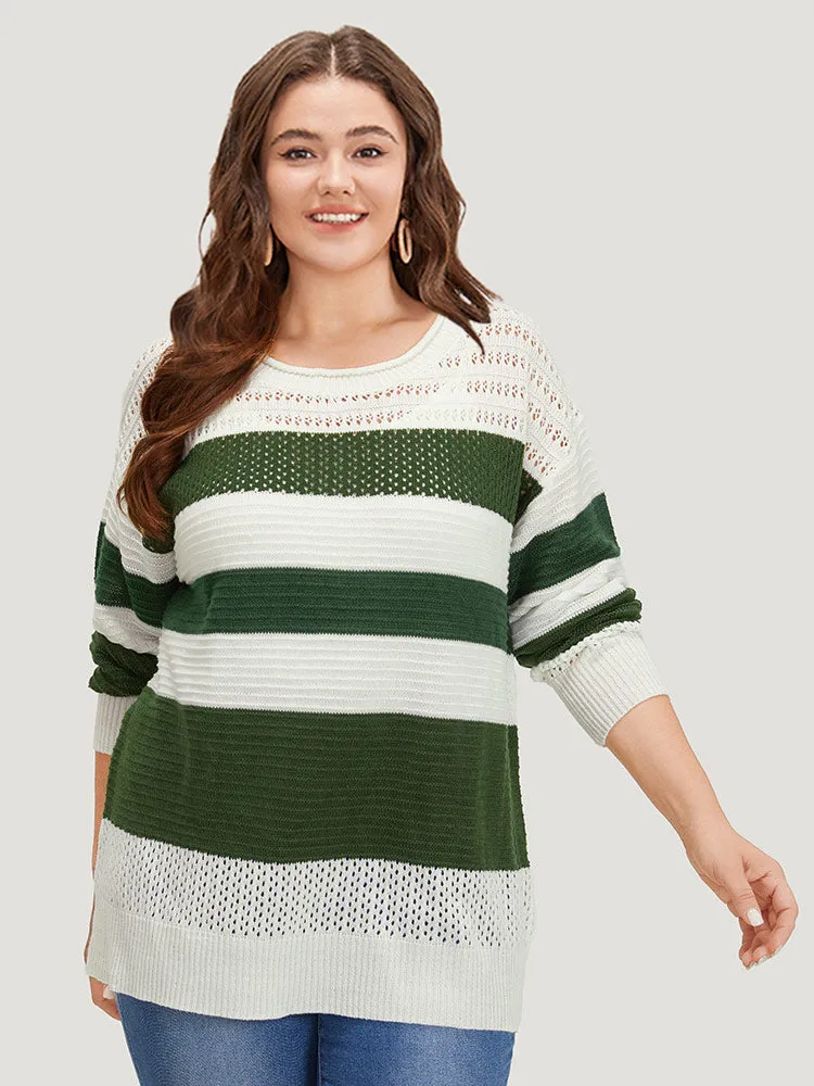 Two Tone Colorblock Patchwork Cut Out Pullover sold by Bloomchic
