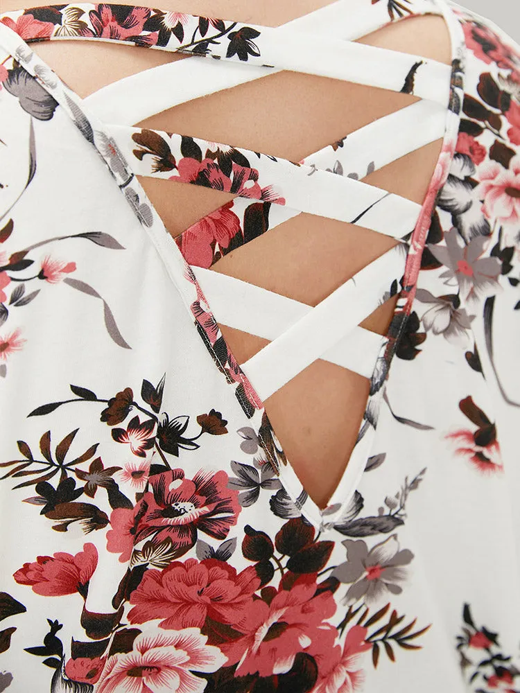 Floral Print Crew Neck Crisscross Sweatshirt sold by Bloomchic product image thumbnail 5