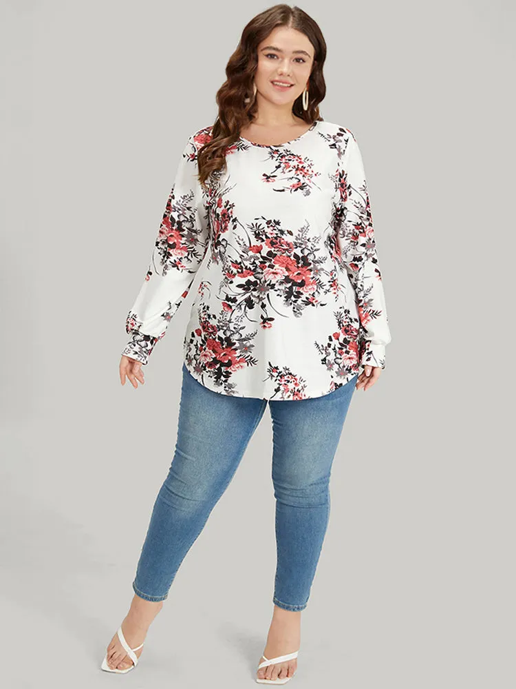 Floral Print Crew Neck Crisscross Sweatshirt sold by Bloomchic product image thumbnail 2