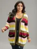Supersoft Essentials Rainbow Striped Patched Pocket Open Front Cardigan sold by Bloomchic
