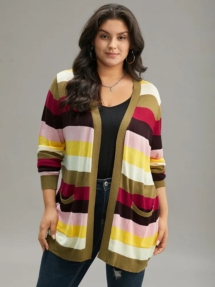 Supersoft Essentials Rainbow Striped Patched Pocket Open Front Cardigan sold by Bloomchic product image thumbnail 4