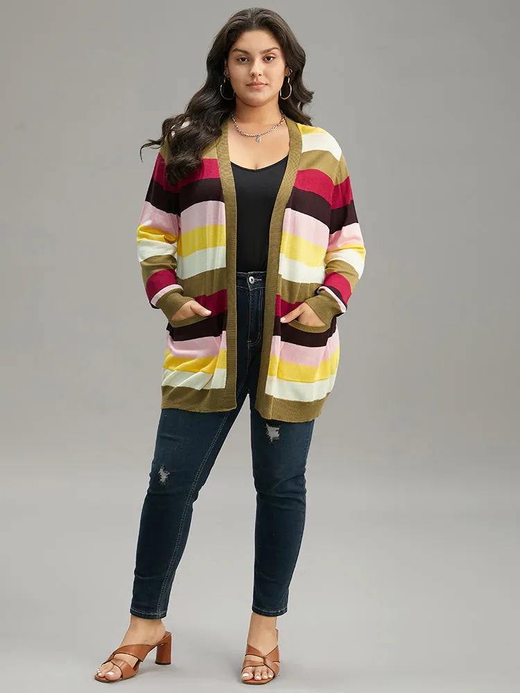 Supersoft Essentials Rainbow Striped Patched Pocket Open Front Cardigan sold by Bloomchic product image thumbnail 5