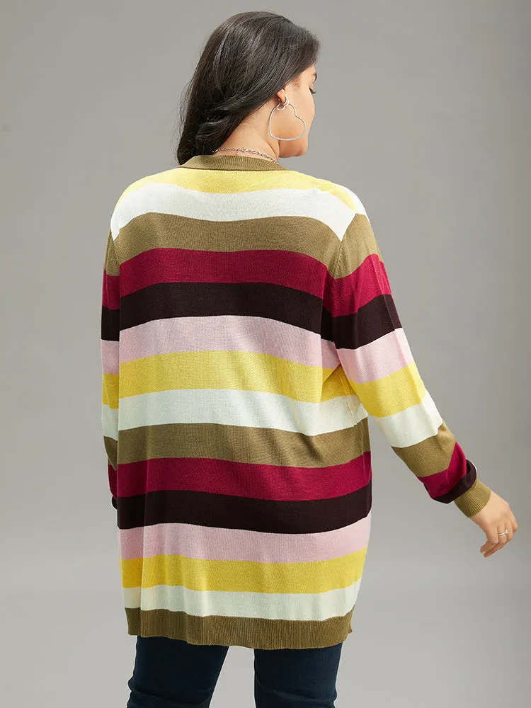 Supersoft Essentials Rainbow Striped Patched Pocket Open Front Cardigan sold by Bloomchic product image thumbnail 2