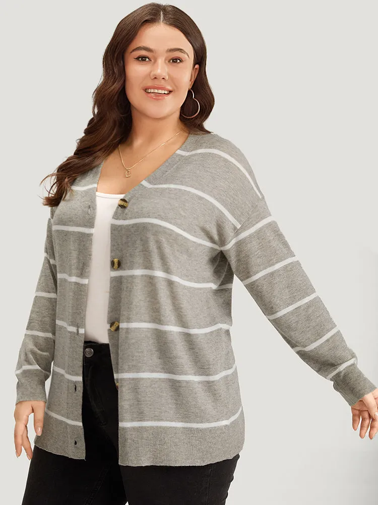 Supersoft Essentials Striped Button Through Elastic Cuffs Cardigan sold by Bloomchic product image thumbnail 5