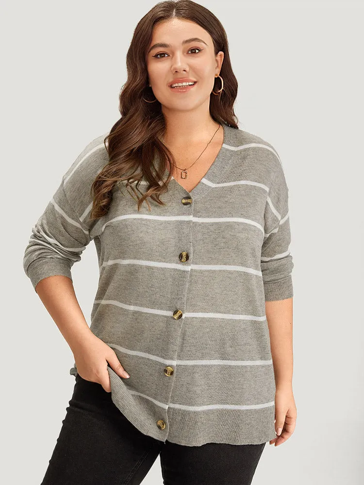 Supersoft Essentials Striped Button Through Elastic Cuffs Cardigan sold by Bloomchic product image thumbnail 4