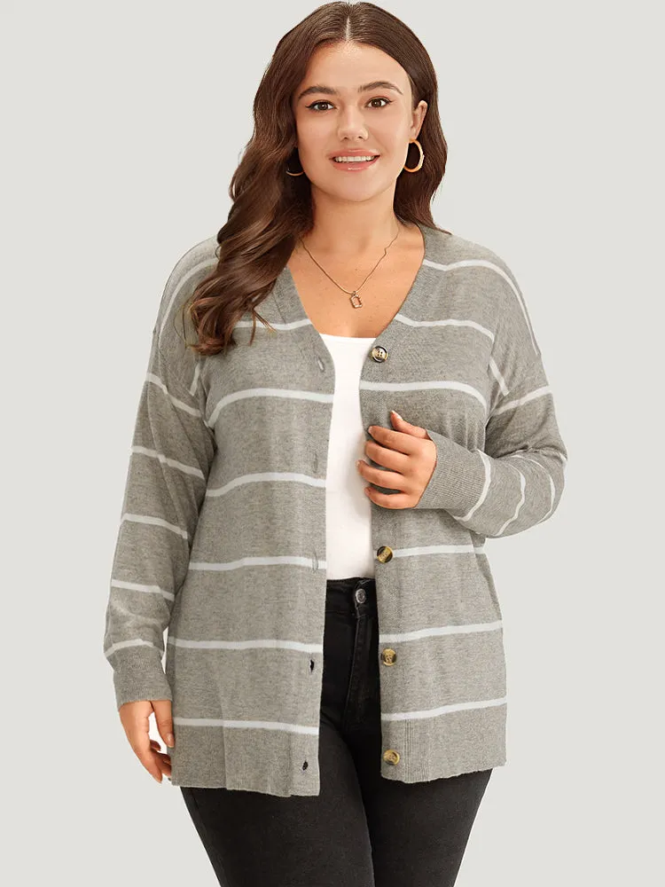 Supersoft Essentials Striped Button Through Elastic Cuffs Cardigan sold by Bloomchic product image thumbnail 3