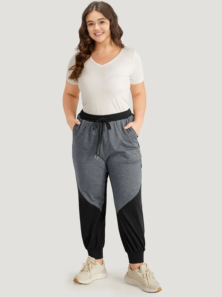 Contrast Patchwork Pocket Drawstring Elastic Waist Sweatpants sold by Bloomchic product image thumbnail 4