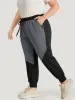 Contrast Patchwork Pocket Drawstring Elastic Waist Sweatpants sold by Bloomchic