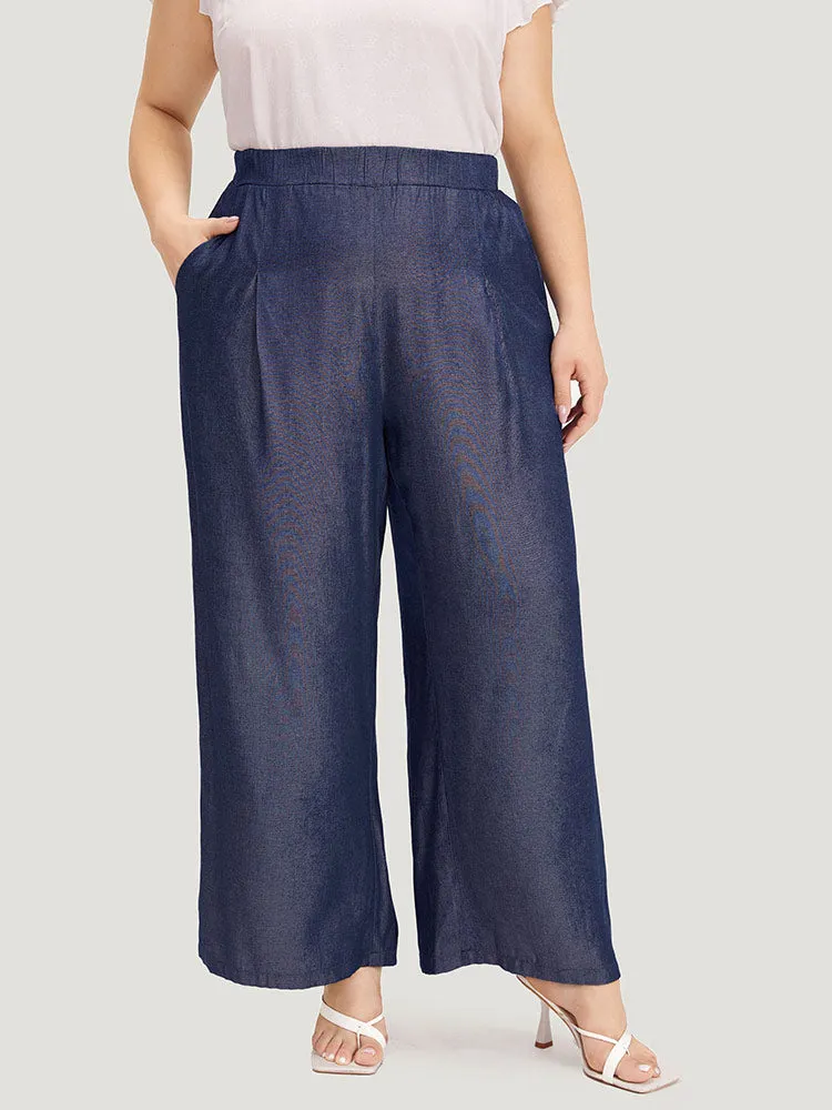 Solid Pocket Elastic Waist Woven Pants sold by Bloomchic