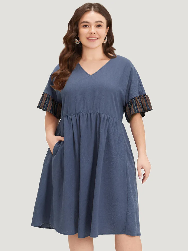 Striped Patchwork Dolman Sleeve Pocket Elastic Waist Dress sold by Bloomchic product image thumbnail 4