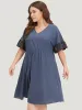 Striped Patchwork Dolman Sleeve Pocket Elastic Waist Dress sold by Bloomchic