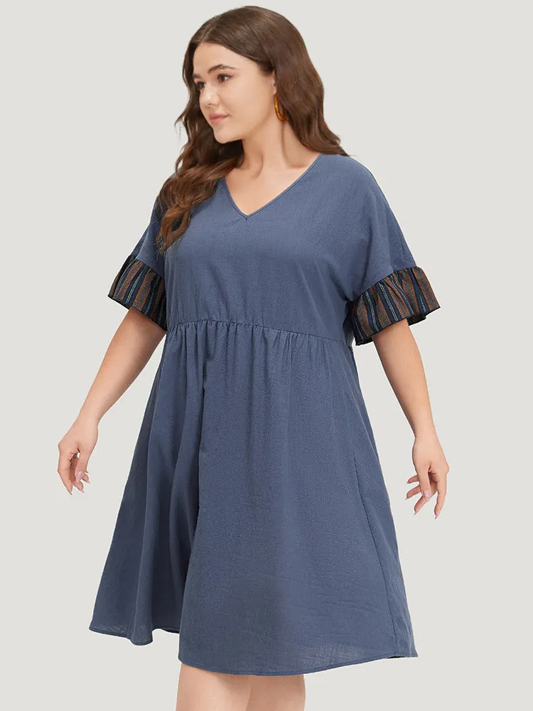 Striped Patchwork Dolman Sleeve Pocket Elastic Waist Dress sold by Bloomchic product image thumbnail 5