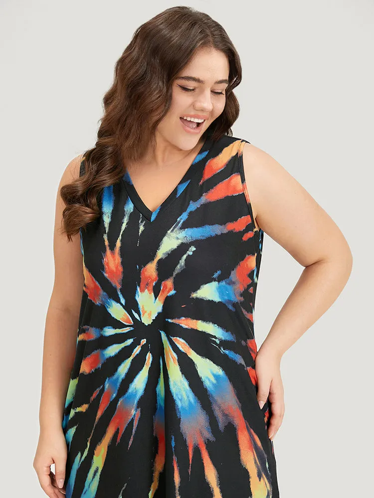 Tie Dye Pocket Curved Hem Tank Dress sold by Bloomchic product image thumbnail 5