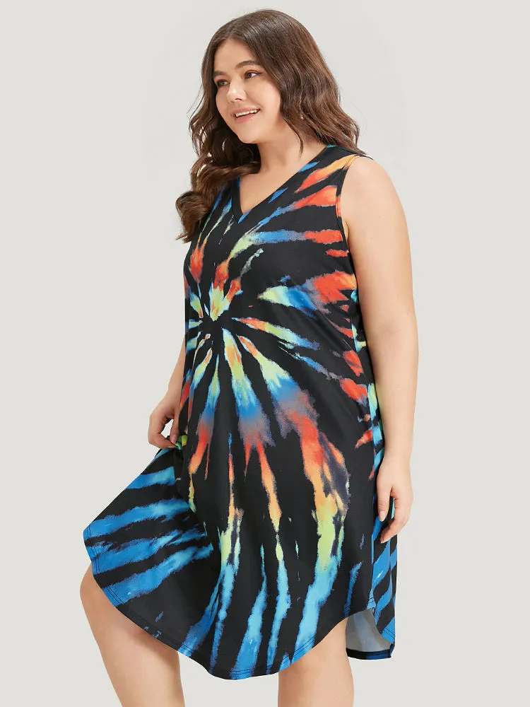 Tie Dye Pocket Curved Hem Tank Dress sold by Bloomchic product image thumbnail 2
