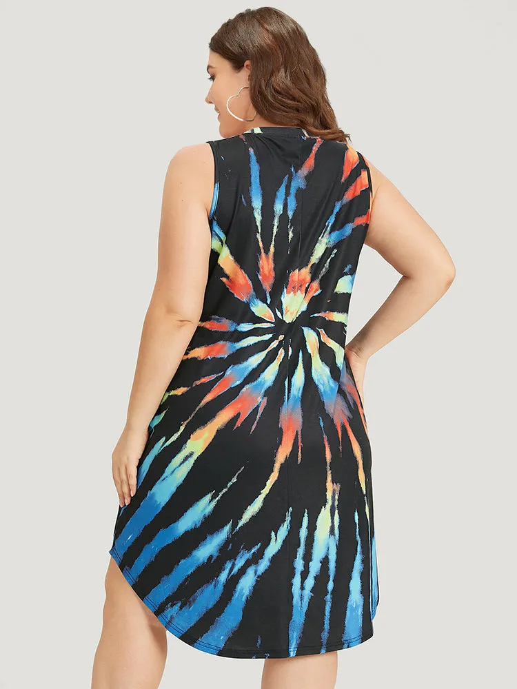 Tie Dye Pocket Curved Hem Tank Dress sold by Bloomchic product image thumbnail 3