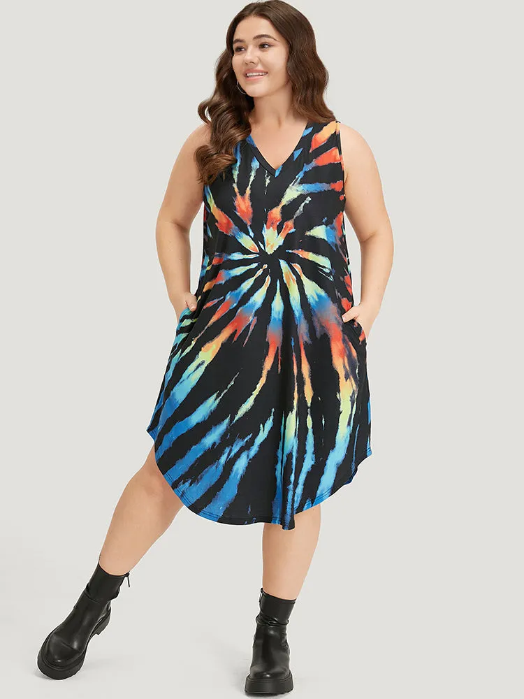 Tie Dye Pocket Curved Hem Tank Dress sold by Bloomchic product image thumbnail 4