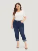 Roll Hem High Rise Pocket Very Stretchy Jeans sold by Bloomchic
