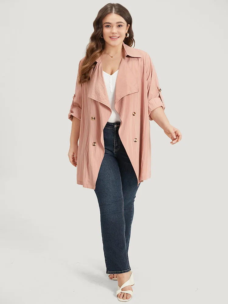 Plain Lapel Collar Asymmetrical Tab Sleeve Coat sold by Bloomchic product image thumbnail 4