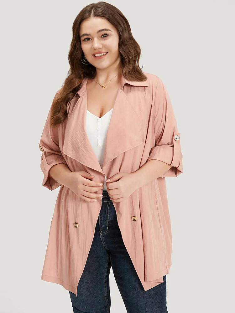 Plain Lapel Collar Asymmetrical Tab Sleeve Coat sold by Bloomchic