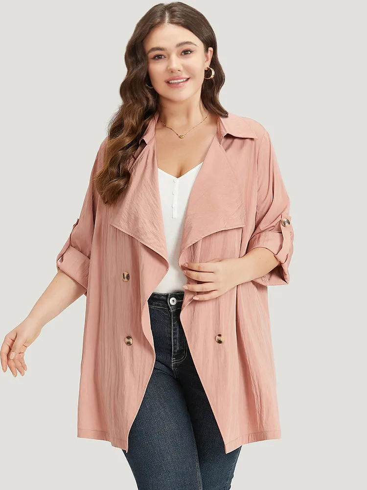 Plain Lapel Collar Asymmetrical Tab Sleeve Coat sold by Bloomchic product image thumbnail 5