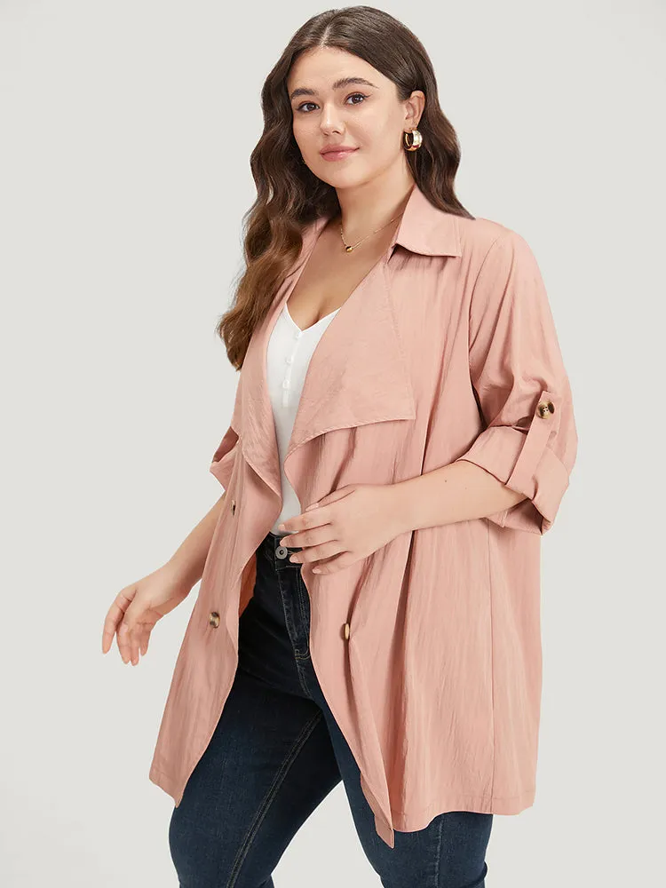 Plain Lapel Collar Asymmetrical Tab Sleeve Coat sold by Bloomchic product image thumbnail 3