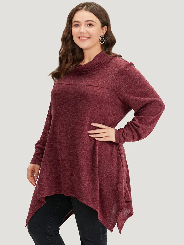 Solid Turtleneck Pocket Hanky Hem Sweatshirt sold by Bloomchic product image thumbnail 3