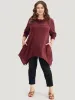 Solid Turtleneck Pocket Hanky Hem Sweatshirt sold by Bloomchic
