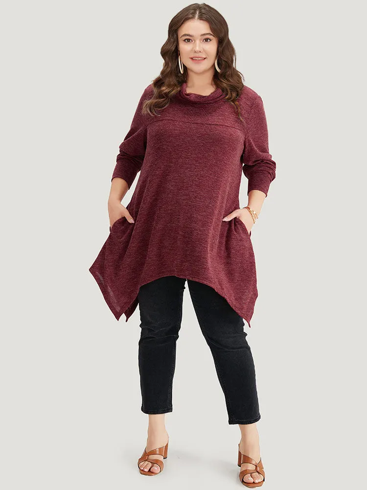 Solid Turtleneck Pocket Hanky Hem Sweatshirt sold by Bloomchic product image thumbnail 4