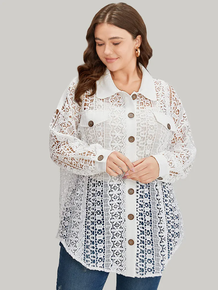 Plain Cut Out Lace Patchwork Button Through Jacket sold by Bloomchic product image thumbnail 3