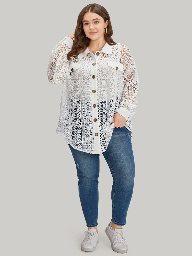 Plain Cut Out Lace Patchwork Button Through Jacket sold by Bloomchic product image thumbnail 5