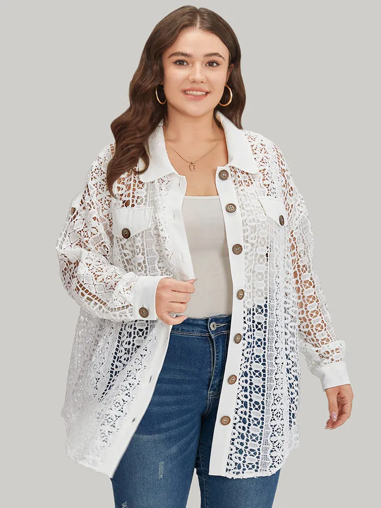 Plain Cut Out Lace Patchwork Button Through Jacket sold by Bloomchic product image thumbnail 2