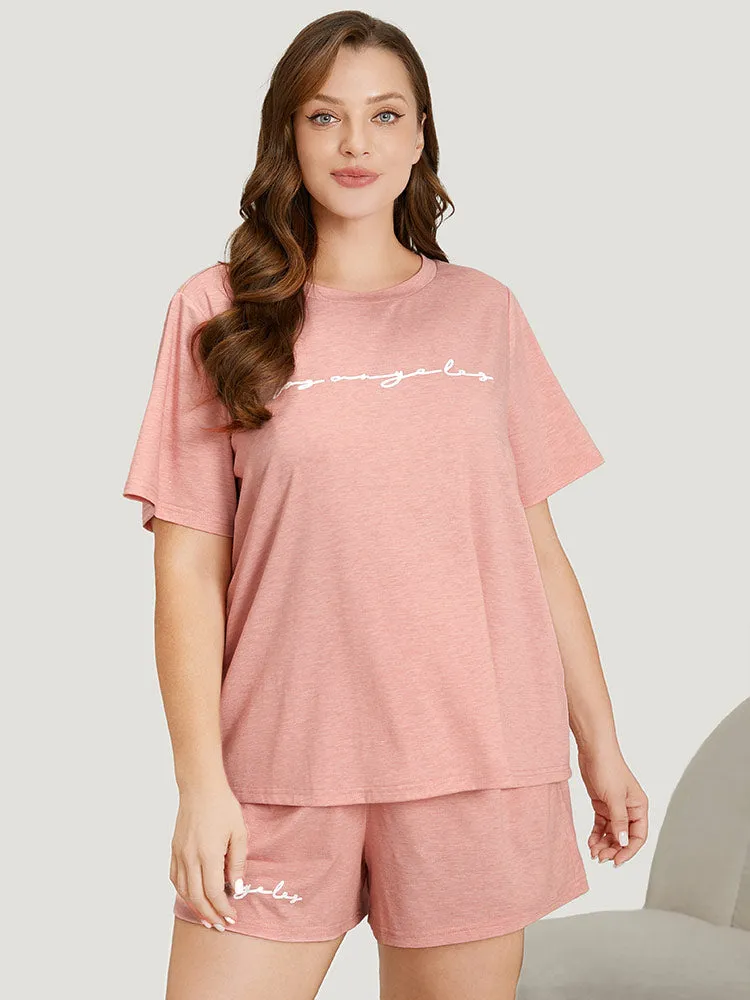 Letter Print Crew Neck Sleep Top sold by Bloomchic